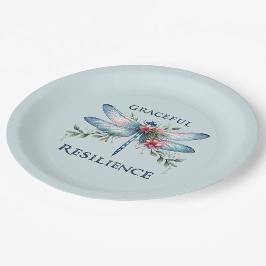 Gracful Resilience - Artistic Dragonfly Pappteller (Schrägansicht)