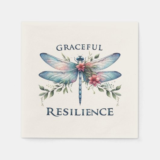 Gracful Resilience - Artistic Dragonfly Serviette (Vorderseite)