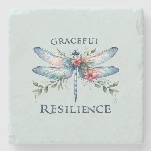 Gracful Resilience - Artistic Dragonfly Steinuntersetzer (Vorderseite)