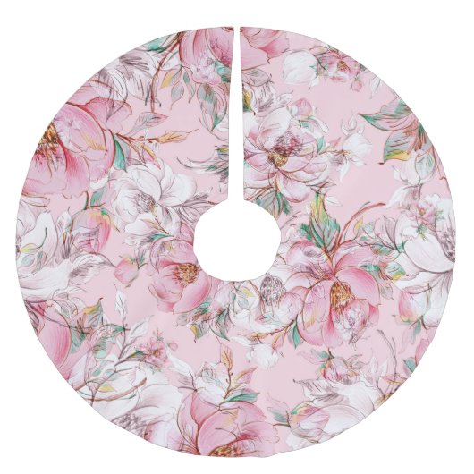 Gracful Rose: Knoten nahtlos Muster Polyester Weihnachtsbaumdecke (Vorderseite)