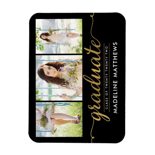 Gracful Script Abschluss Announcement Magnet (Vertikal)