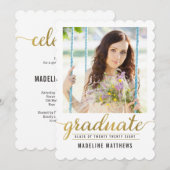 Gracful Script EDITABLE FARBE Abschluss Card Einladung (Vorne/Hinten)