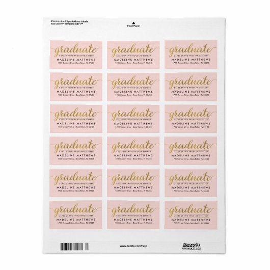 Gracful Script EDITABLE FARBEN Abschluss Label Adressaufkleber (Vorne)