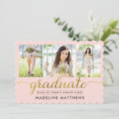 Gracful Script EDITABLE FARBEN Abschluss laden Einladung (Stehend Vorderseite)