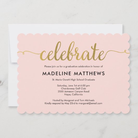 Gracful Script EDITABLE FARBEN Abschluss laden Einladung (Rückseite)