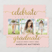 Gracful Script EDITABLE FARBEN Abschluss laden Einladung (Vorne/Hinten)