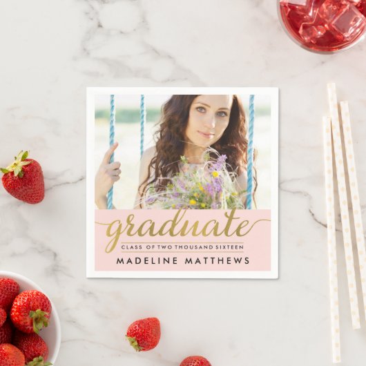 Gracful Script EDITABLE FARBEN Abschluss Napkins Serviette (Beispiel)