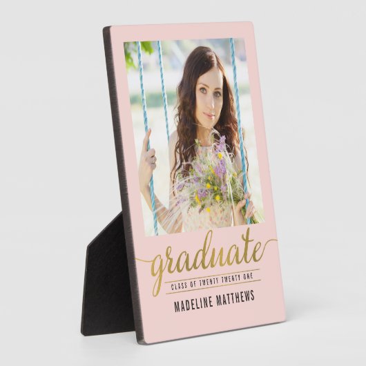 Gracful Script EDITABLE FARBEN Abschluss Plaque Fotoplatte (Seite)