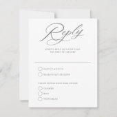 Gracful Script Wedding White Reply RSVP Karte (Vorderseite)