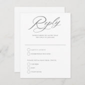 Gracful Script Wedding White Reply RSVP Karte (Vorne/Hinten)