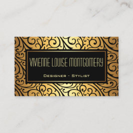 Gracful Sweep Black and Gold Moderne Business Card Visitenkarte