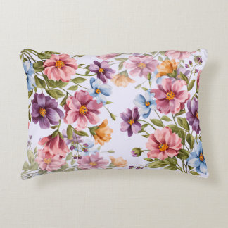 Gracful Watercolor Floral Accent Pillow Dekokissen