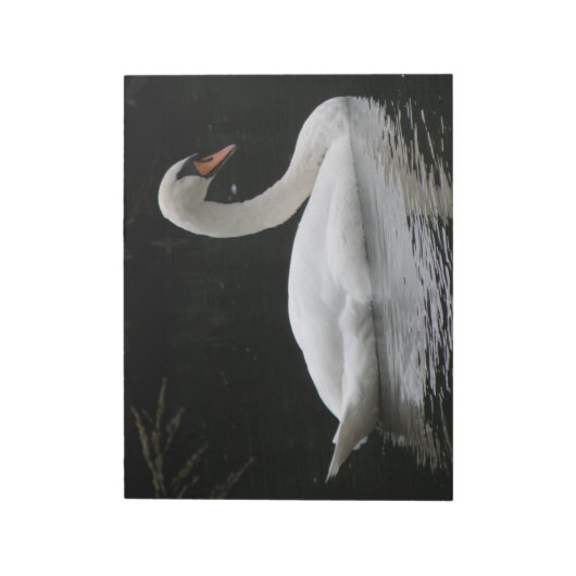Gracful White Swan Notepad Notizblock (Rotiert)