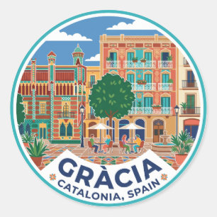 Gràcia Spanien Runder Aufkleber