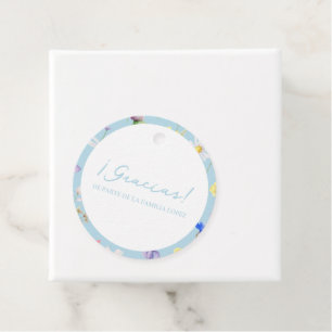 Gracias Azul Flores Baby Shower Circle Fevor Tags Geschenkanhänger