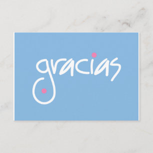 Gracias Blau-Weiß-Beschriftung Begleitkarte