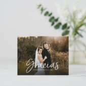 Gracias Chic Script Wedding Danke Foto Postkarte (Stehend Vorderseite)