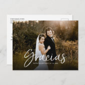 Gracias Chic Script Wedding Danke Foto Postkarte (Vorne/Hinten)