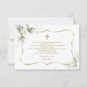 Gracias Con Oración Bautizo (Spanisch Weiße Blume) Dankeskarte (Vorderseite)