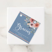 Gracias, Dusty Blue und Blush Pink Floral Geschenkanhänger (Beispiel)
