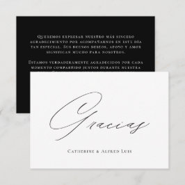 Gracias Elegant Calligraphy Schwarz-weiß Wedding Dankeskarte