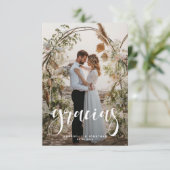 Gracias Elegant Zwei-Foto Hochzeit Dankeskarte (Stehend Vorderseite)