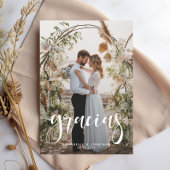 Gracias Elegant Zwei-Foto Hochzeit Dankeskarte