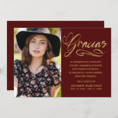 Gracias Elegantes Foto Spanische Beerdigung Dankeskarte (Vorne/Hinten)