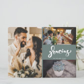 Gracias Foto Collage Green Wedding Vielen Dank (Stehend Vorderseite)