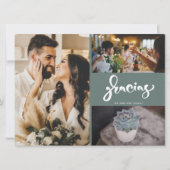 Gracias Foto Collage Green Wedding Vielen Dank (Vorderseite)