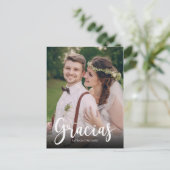 Gracias Foto Elegant Wedding Spanisch Vielen Dank Postkarte (Stehend Vorderseite)