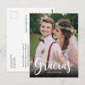 Gracias Foto Elegant Wedding Spanisch Vielen Dank Postkarte (Vorne/Hinten)