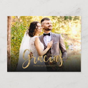 Gracias Foto Elegant Wedding Spanisch Vielen Dank Postkarte