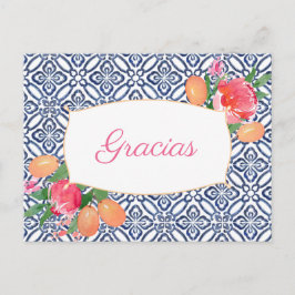 Gracias Hot Pink Citrus Spanische Fliesen Vielen D Postkarte