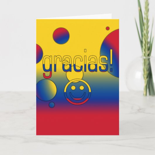 Gracias! Kolumbien-Flagge färbt Pop-Kunst Dankeskarte (Vorderseite)