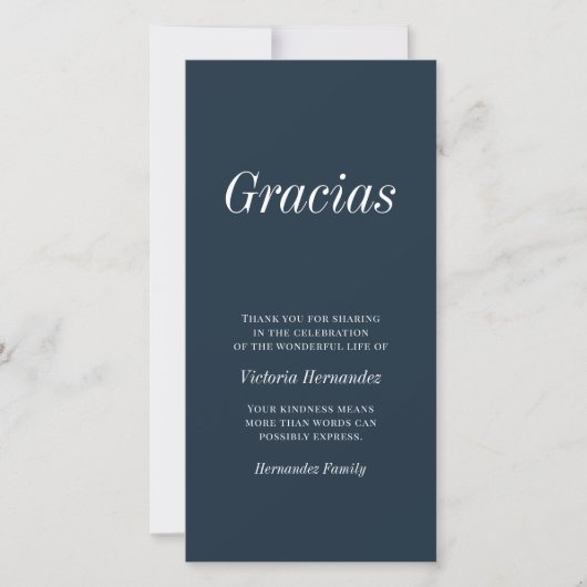 Gracias Modern Typografy Memorial Vielen Dank Dankeskarte (Vorderseite)