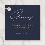 Gracias Modernes Script Navy Blue Geschenkanhänger (Vorderseite)