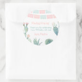 Gracias Pastel Cactus Mexican Fiesta Vielen Dank Runder Aufkleber (Tasche)