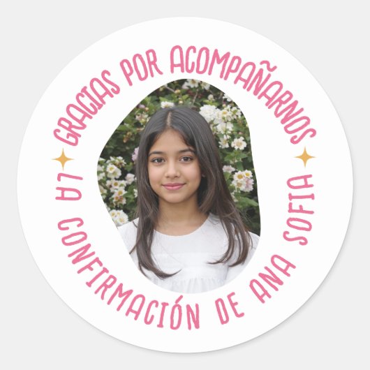 Gracias por acompañarnos Bestätigmación con foto Runder Aufkleber (Vorderseite)