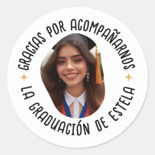 Gracias por acompañarnos graduación con foto runder aufkleber
