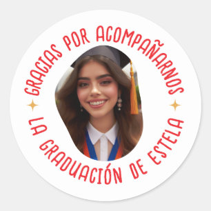 Gracias por acompañarnos graduación con foto runder aufkleber
