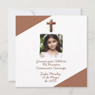 Gracias por Celebrar Mi Primera Comunión con Foto Feiertagskarte