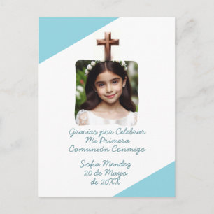 Gracias por Celebrar Mi Primera Comunión con Foto Postkarte