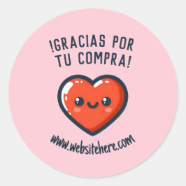 Gracias Por Tu Compra Corazón Kawaii Runder Aufkleber