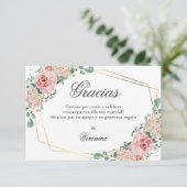 GRACIAS pvenir Pink Spanisch Quinceañera Quince Dankeskarte (Stehend Vorderseite)