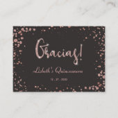 Gracias Quinceanera Vielen Dank, Rose Gold Glam Begleitkarte (Vorderseite)