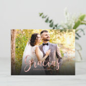Gracias Rose Gold Foto Hochzeit Danke Spanisch Karte (Stehend Vorderseite)