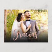 Gracias Rose Gold Foto Hochzeit Spanisch Vielen Da Postkarte (Vorderseite)