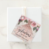 Gracias Rose Gold Glitzer Floral Quinceañera Geschenkanhänger (Beispiel)