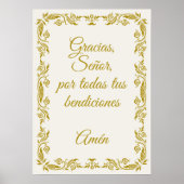 Gracias Señor Spanish Blessings Prayer Gold Poster (Vorne)